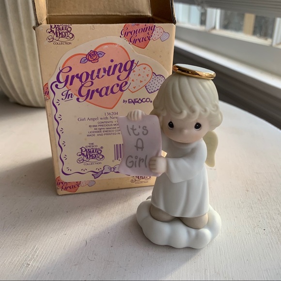 Girl Angel with Newspaper Precious Moments
